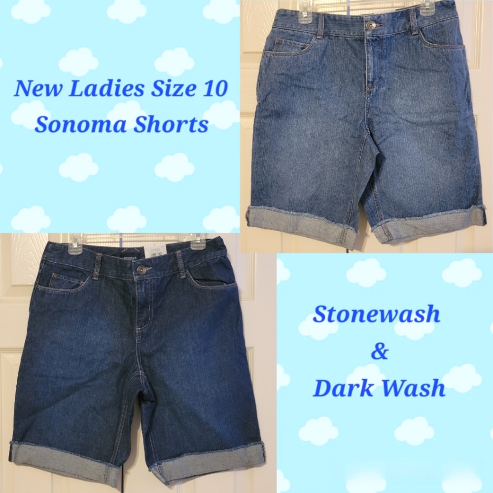 2 Ladies's SIZE 10 Denim Shorts - Sonona Denim Walking Shorts - NEW